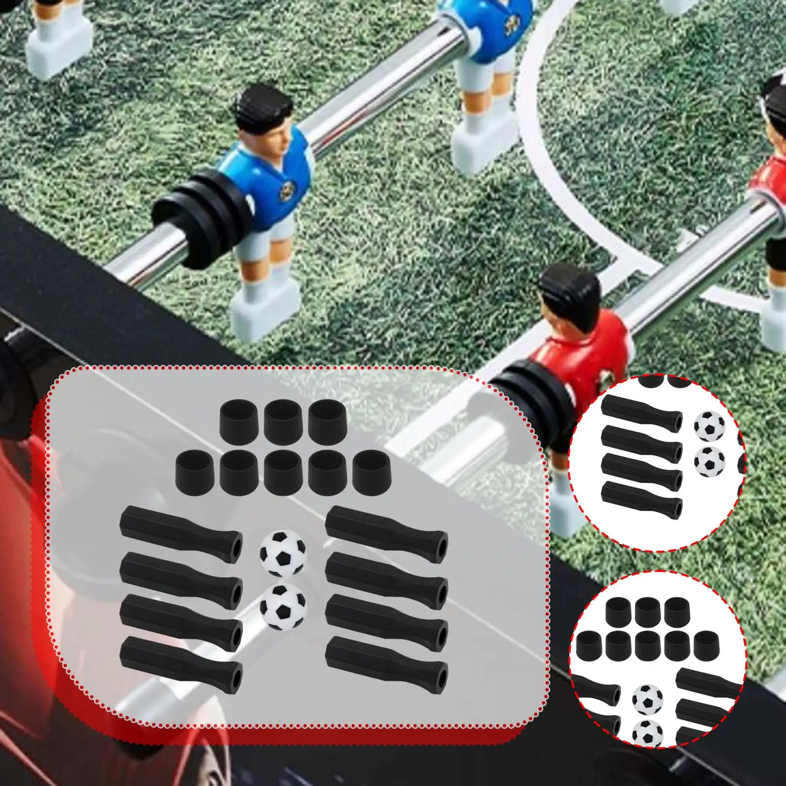 

Ручки стола для настольного футбола. Простые в установке компоненты для технического обслуживания. Заглушки для стержней.