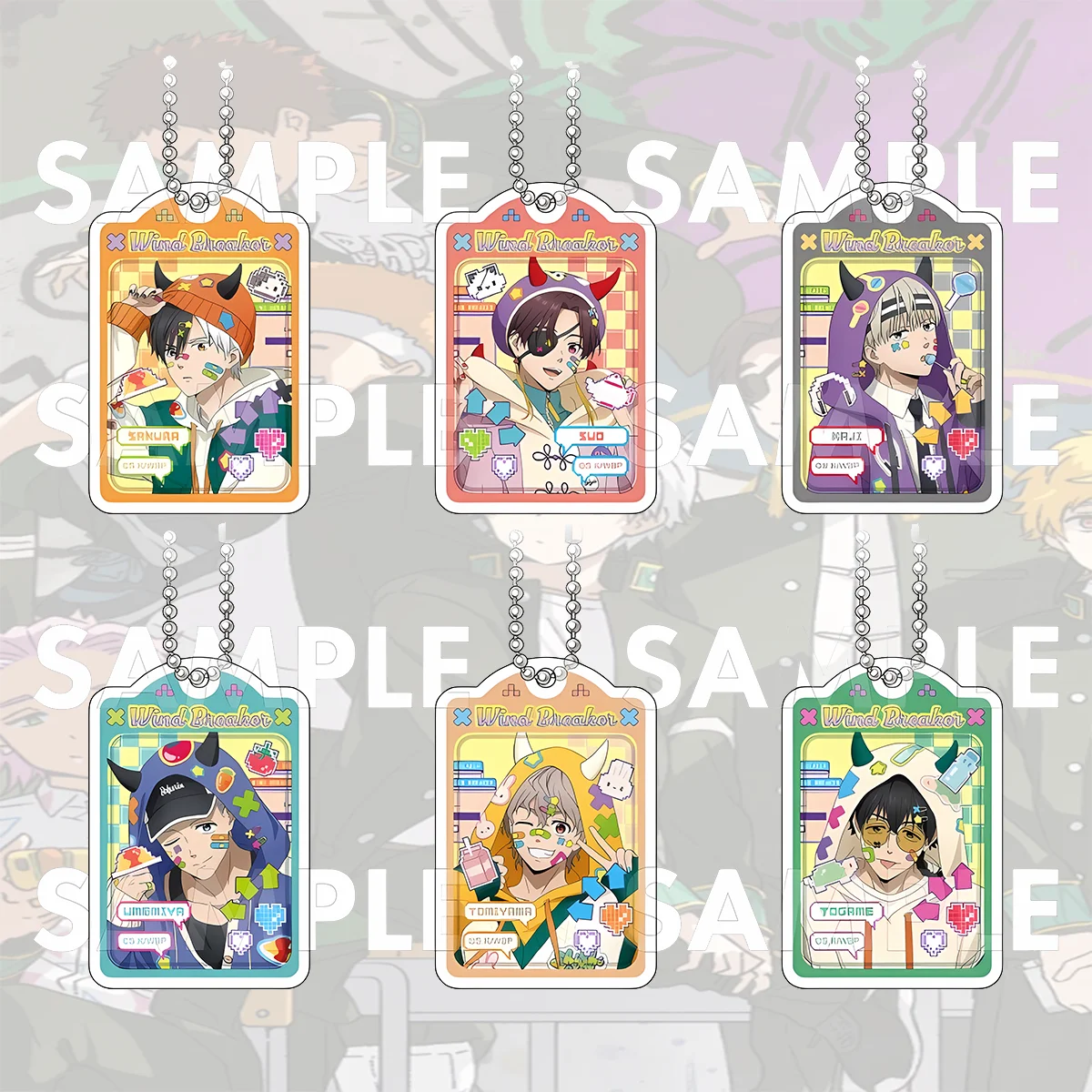 Wind Breaker 6cm Acrylic Keychain, Sakura & Suo, Easter charm for keys, bags and backpack decor