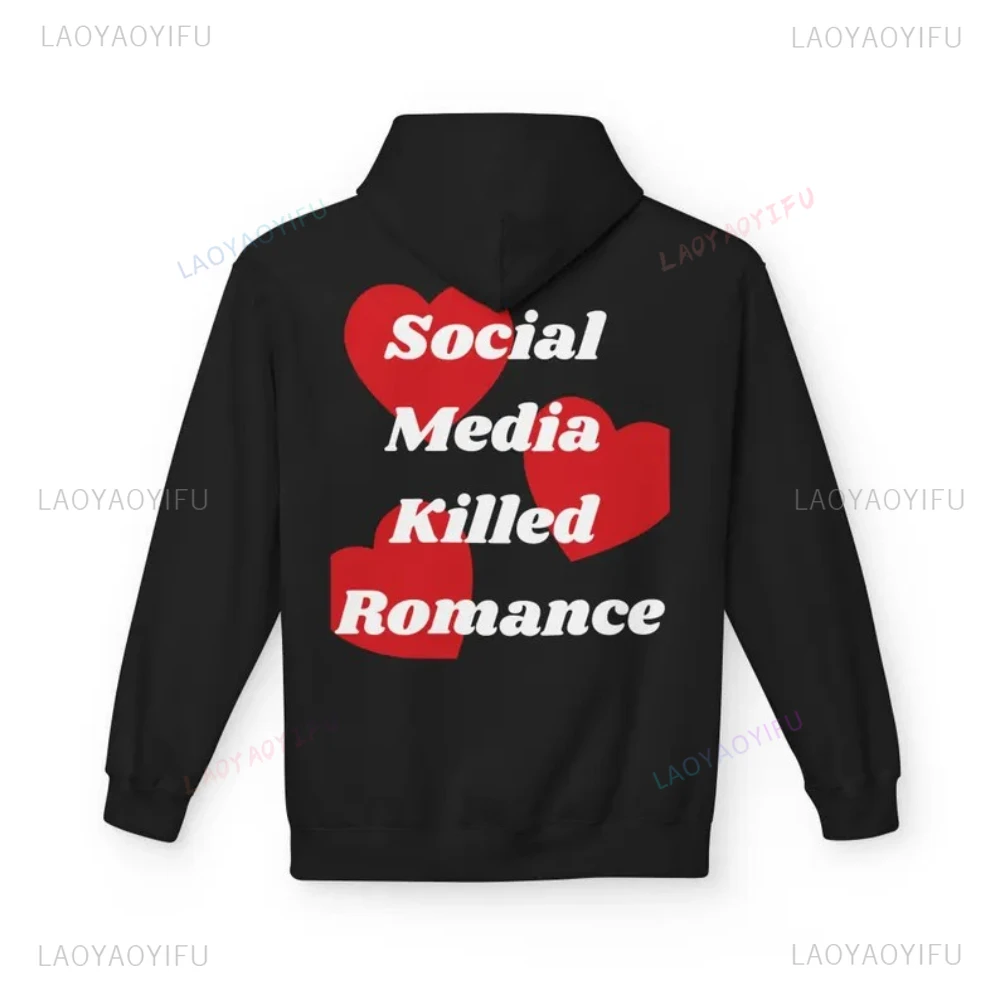 ソーシャルメディアキルドロマンスシンプルな手紙女性男性グラフィックパーカーファッションドロップショルダーアウトドアストリートプルオーバークリエイティブ