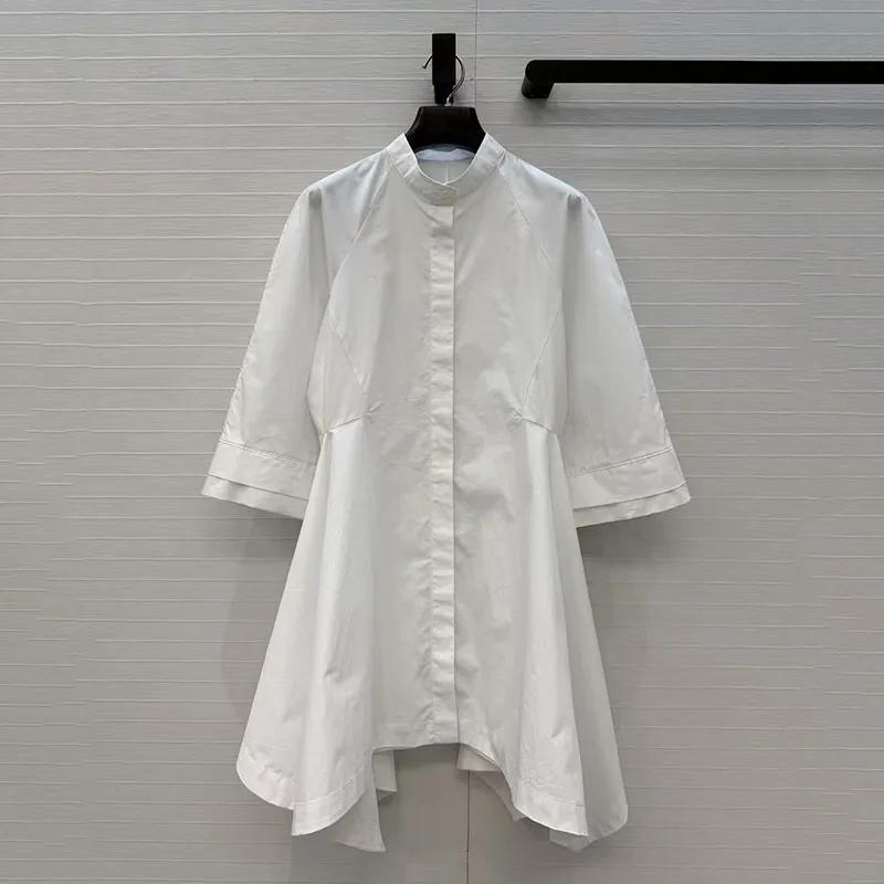 

Women's asymmetrical dress, single-button shirt-style fitted mini dress, casual cotton dress for work, 2026, new arrival, Y2K
