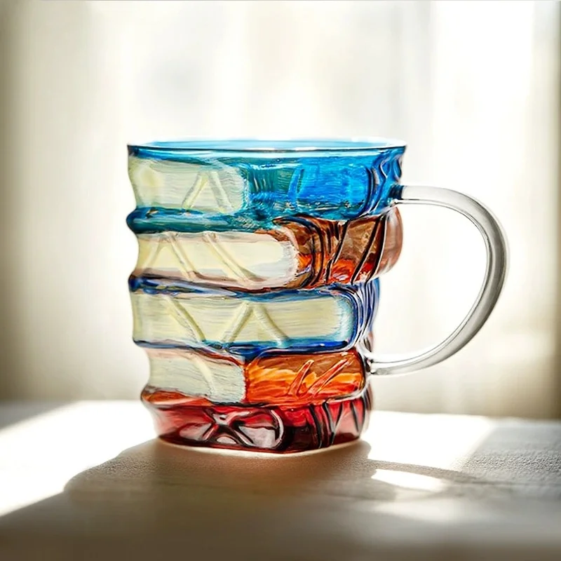 

3D Painted Book Mug Glass Coffee Cup Novelty Creative Drinkware for Book Lovers Readers Literature Gifts Home Decor 1PC