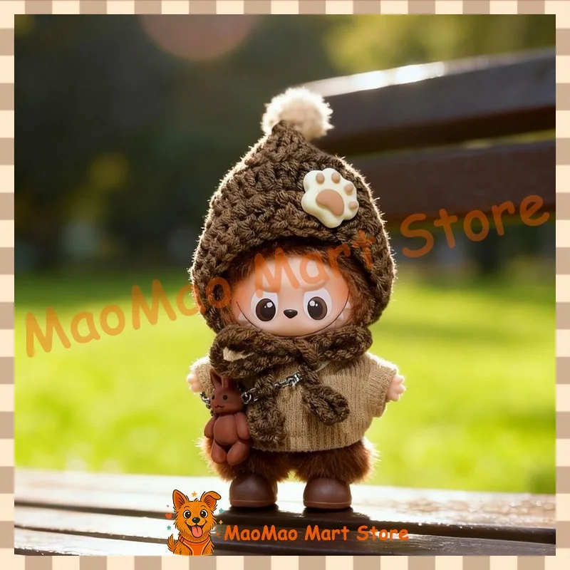 الملابس ل 4.0Labubu لطيف القط مخلب محبوك ملابس دمى مجموعة 10 سنتيمتر استبدال الزي مع محبوك قبعة سترة كومبو الرمز السري
