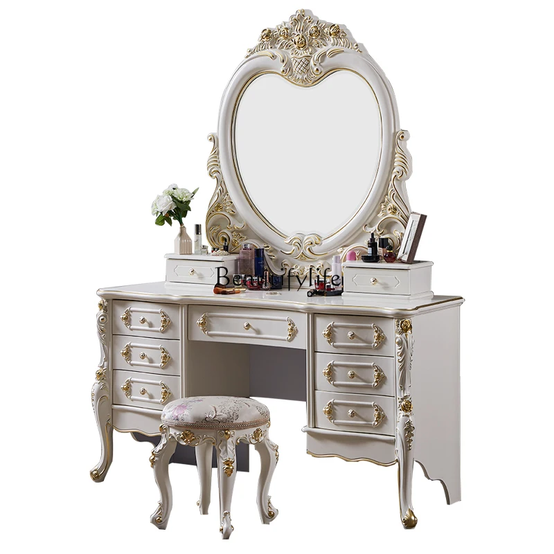 

European solid wood dressing table bedroom white princess dressing table