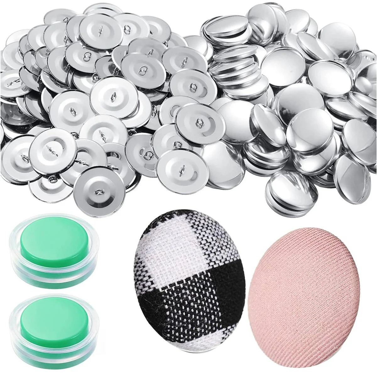 

100 Sets Cover Buttons Kit with Tools Size Buttons to Cover Self Cover Buttons DIY Fabric Cloth Cover Buttons 1.1 Inch