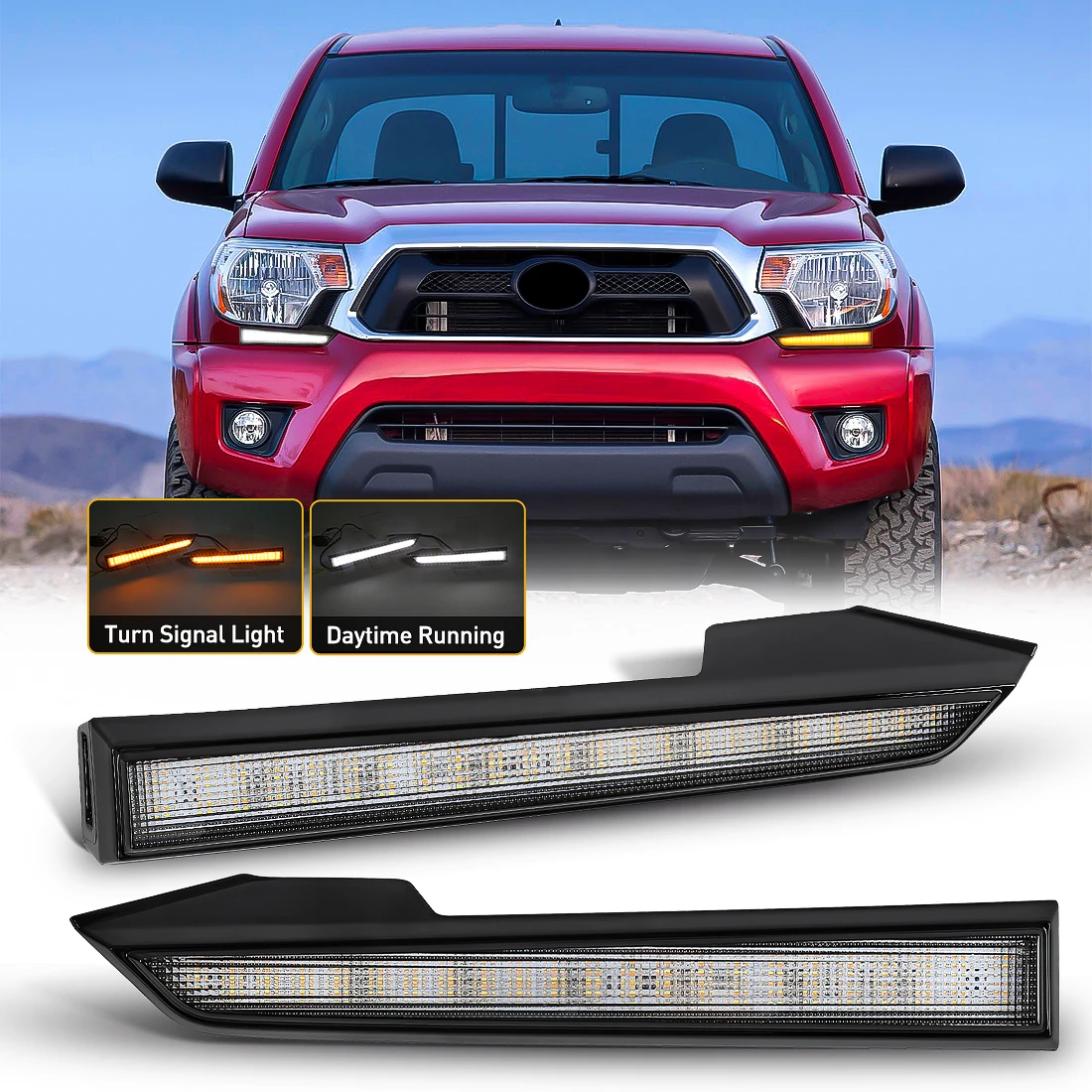 

Светодиодные дневные ходовые огни для Toyota Tacoma 2011 2012 2013 2014 2015 DRL, противотуманные фары, указатель поворота, передний бампер, автомобильные аксессуары