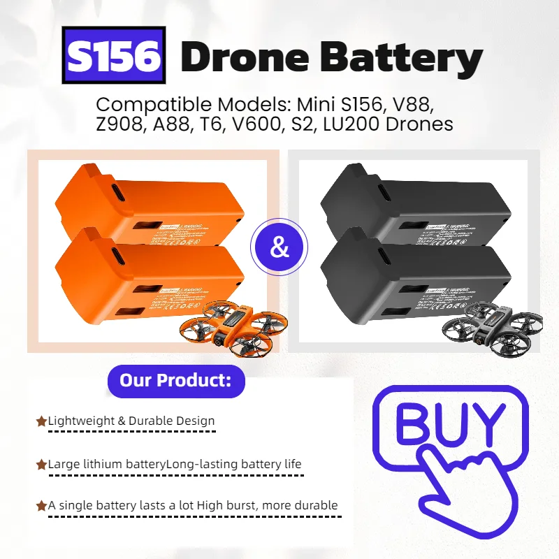 

Original S156 Drone Battery 3.7V 1800mAh Li-ion Rechargeable Battery 15min Flight Time Upgraded Replacement Parts S156 Accessory