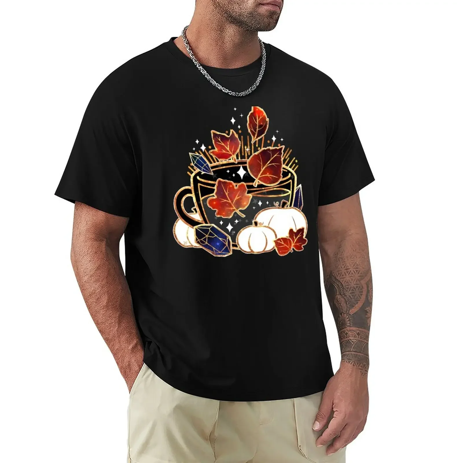 Gilded Autumn Teacup T-Shirt Blouse cute tops plain t shirts men