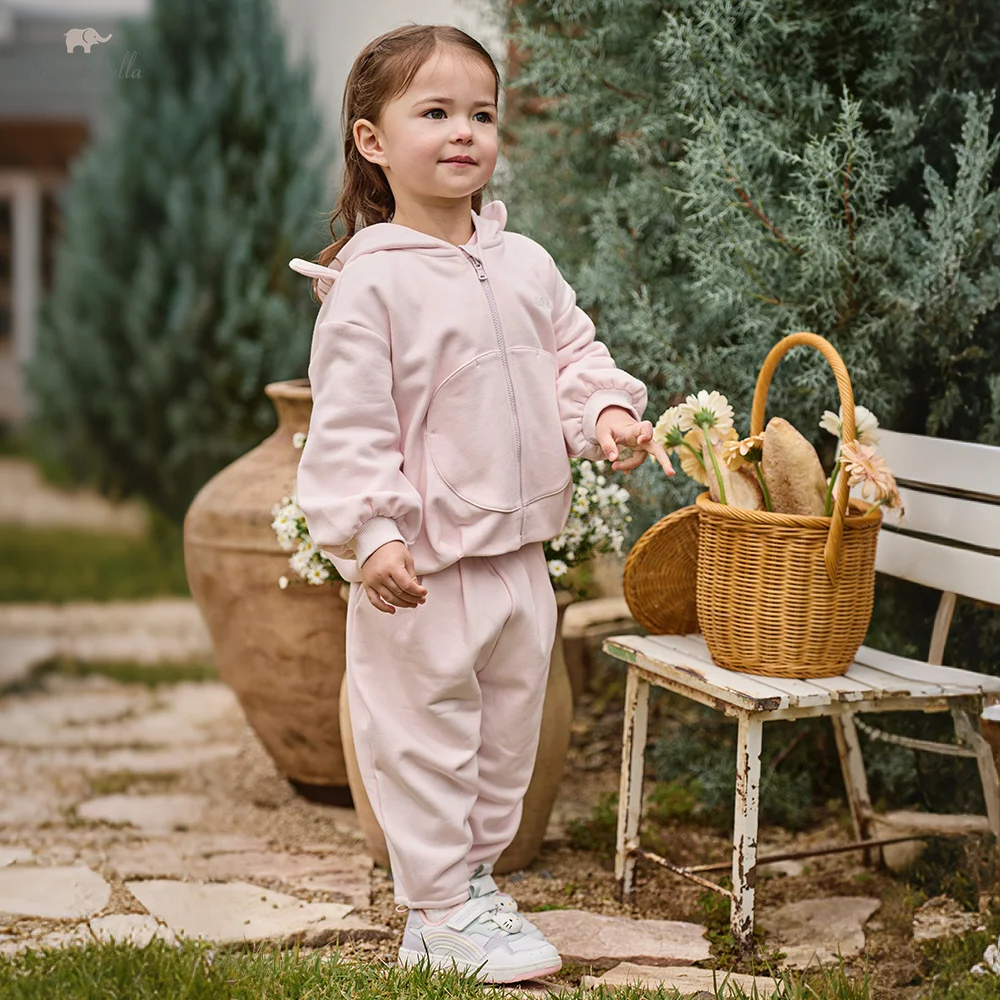 Dave Bella Girls Coat Trousers Suits Spring Autumn Top+Pant Two-piece Set Kids Casual Cute Outerwear Children Clothing DB1261022