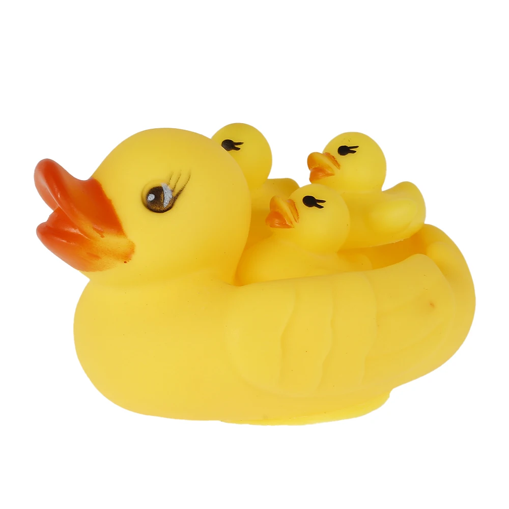 4個セット バスアヒル おもちゃ イエローアヒル ファミリーバスセット 浮かぶ鳴きアヒル ベビーシャワーおもちゃ キッズバスタブアヒルセット 幼児向け
