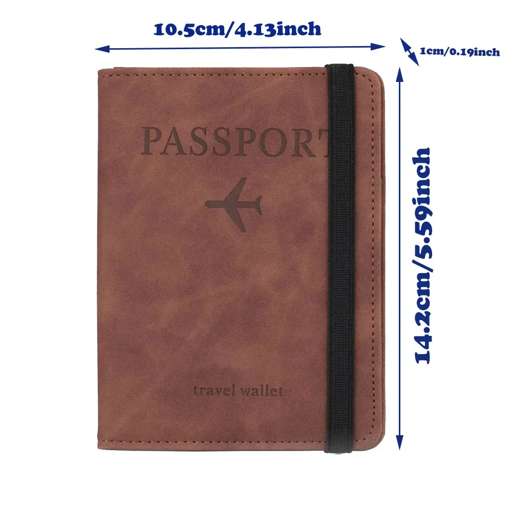 Customized Name Elastic Band Leather Passport Cover RFID Blocking for Cards Travel Passport Holder ID Bank Card Holder Case