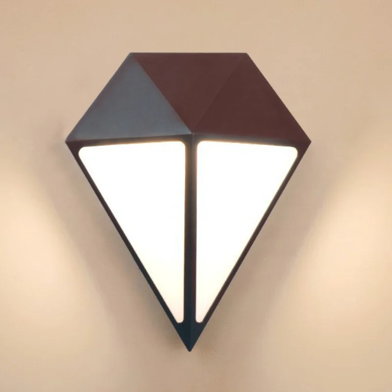Modern Brief Diamond LED Wall Lamp Outdoor Waterproof For Home Living Room Deocor Simple Super Bright Black Aluminum Wall Light