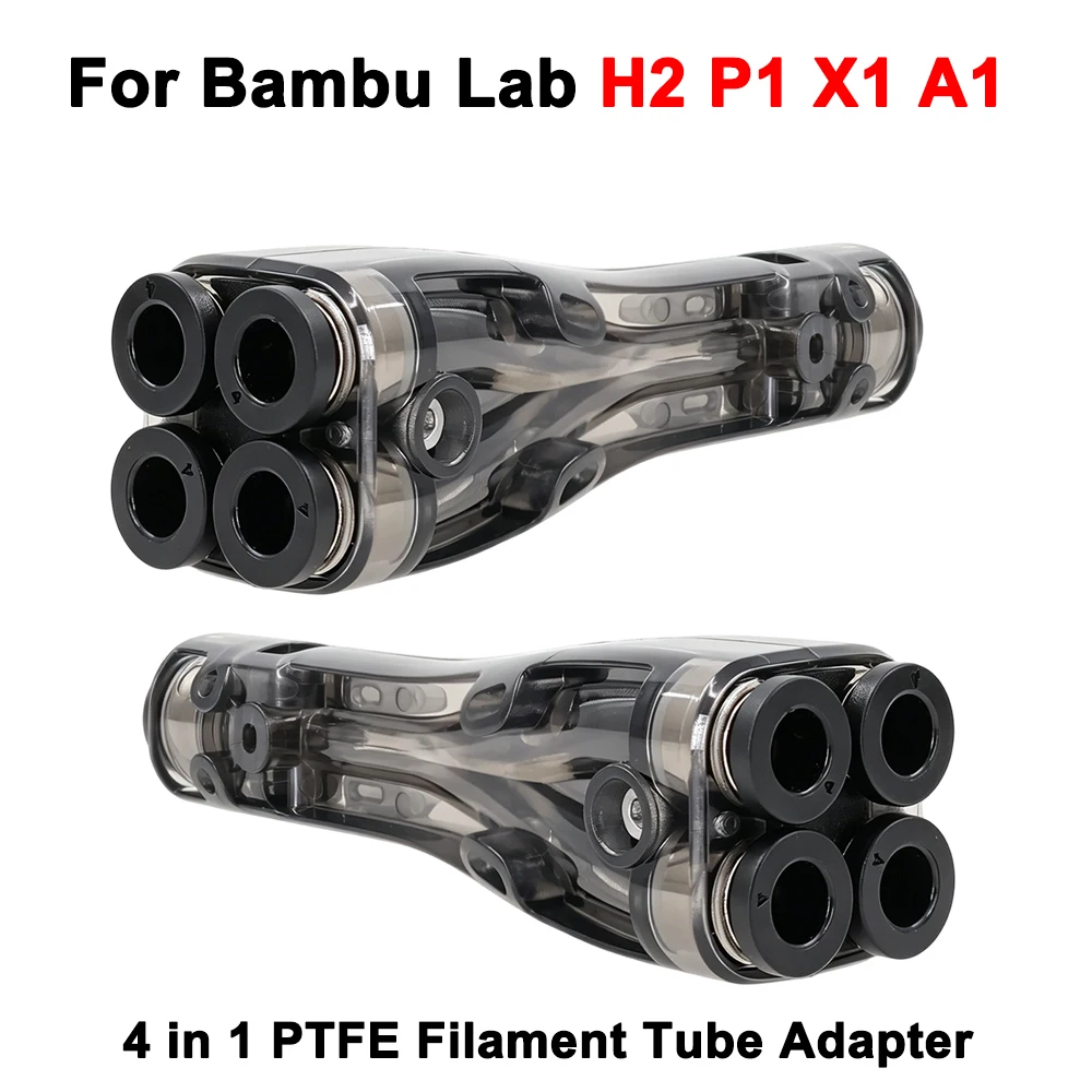 

4 in 1 PTFE Filament Tube Adapter For Bambu Lab H2 P1 X1 A1 3D Printer Filament Clean Pad Multi-Material Compatible No-Clogging