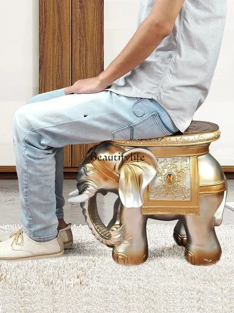 Lucky Elephant Shoe Change Stool Creative Shoe Stool Ornament Home Low Stool Ornament