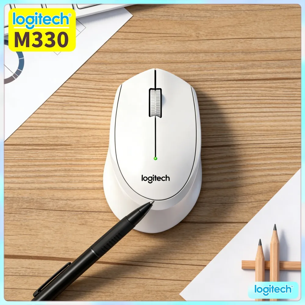 Logitech M330 Wireless Mouse Silent Click 2.4G USB Receiver Ergonomic Grip Long Battery Reliable For PC Mac Linux Home Office