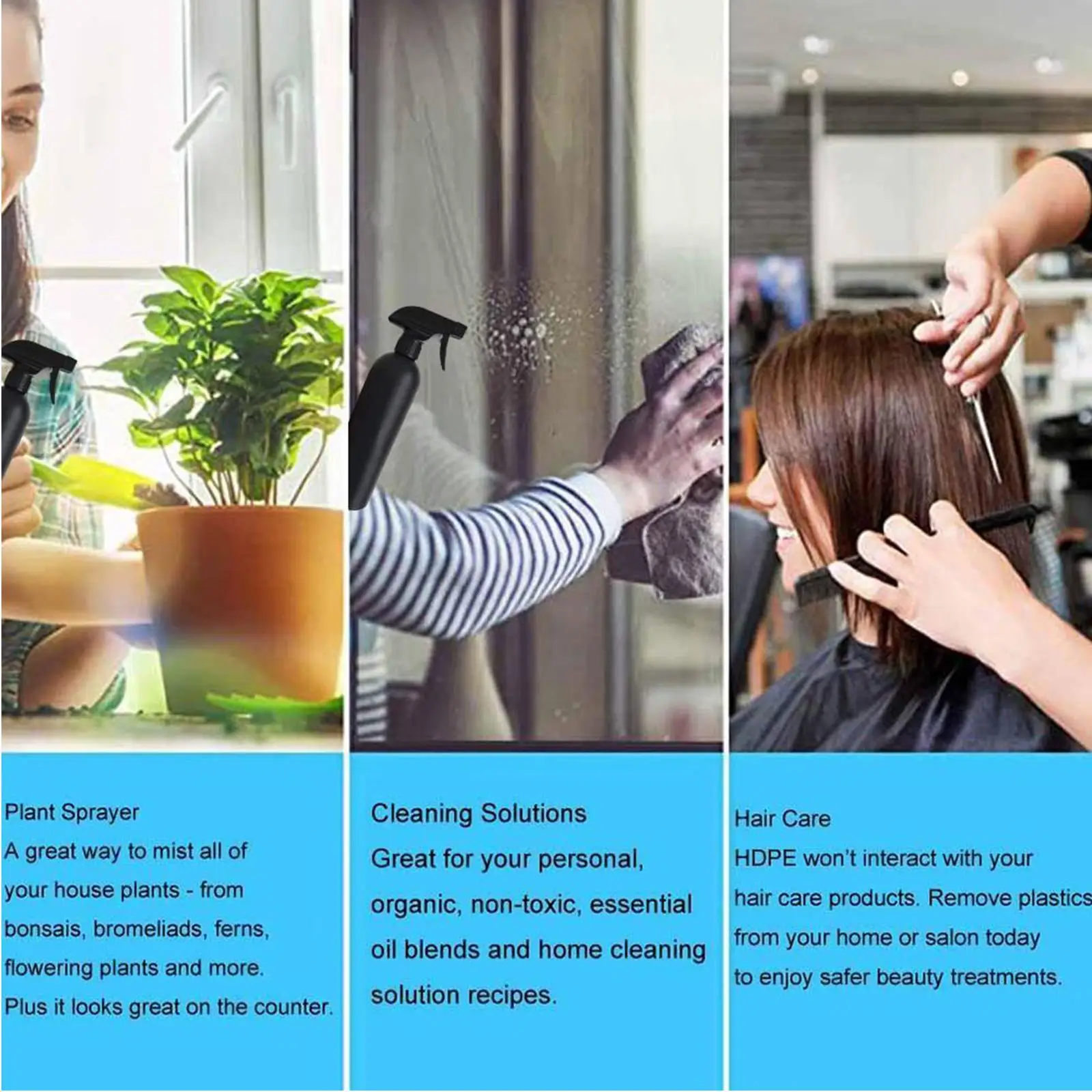 500 مللي زر اليد مسقاة زجاجة رذاذ أسود إعادة الملء أداة العناية بالبشرة الحاويات ، زجاجة ، فارغة R7k3