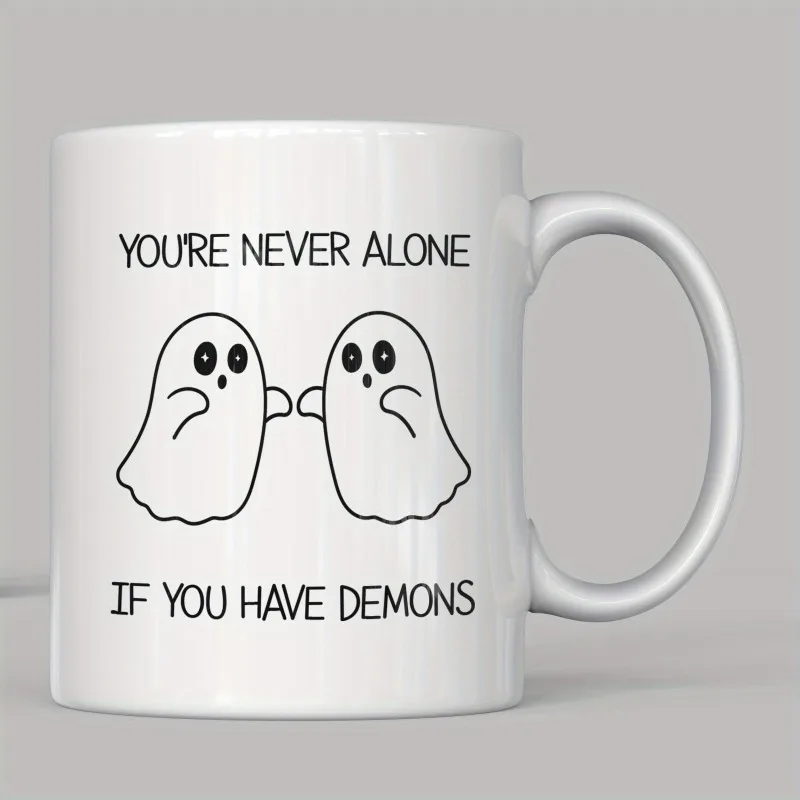 كوب قهوة سيراميك للهالالوين ، مشروبات ومشروبات ، 2 أشباح لطيفة ، لا تكون وحيدًا أبدًا ، هدايا مثالية لعيد الميلاد لصديق والعائلة والأخت