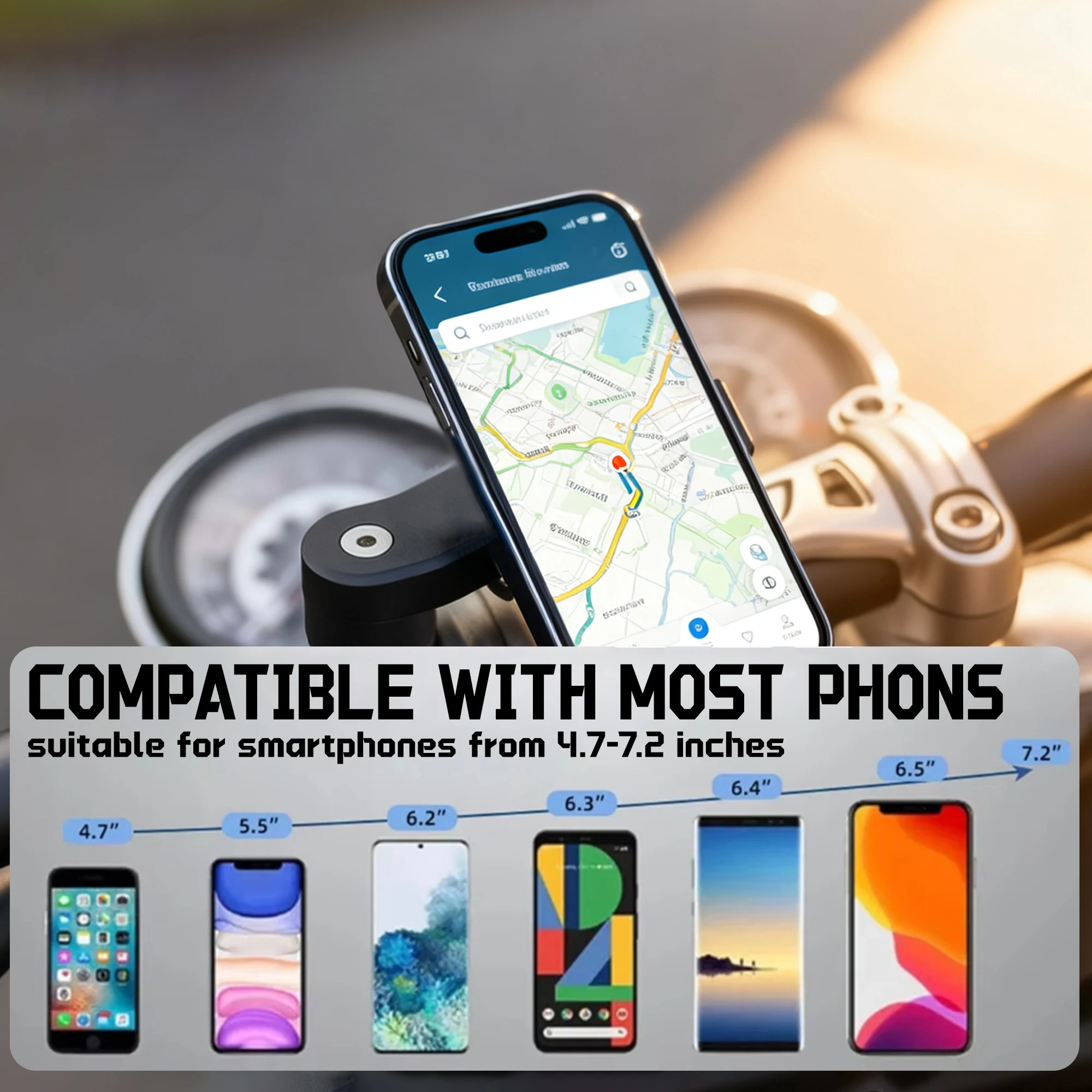 Universal Phone Mount for Motorcycle Bicycle with 360°Rotatable Anti-Shock Suction Cup Adjustable Secure Riding Navigation Suppo image 6