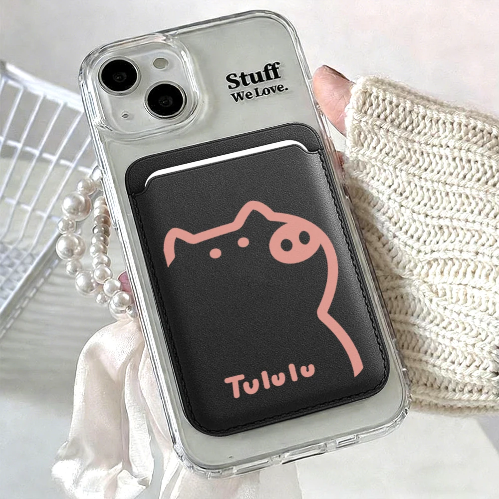 Pig Tululu Leder-Kartenetui Handyhülle Kartenhalter für Magnetische Hülle Geeignet für alle iPhones für Magsafe Karten-Handy-Rückentasche – Detail 13