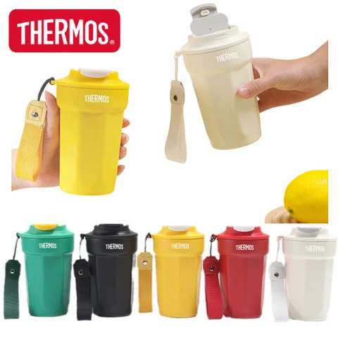 THERMOS 316 스테인레스 스틸 8 각형 커피 컵, 이중 레이어 진공 단열 컵, 야외 휴대용 운반 로프, C