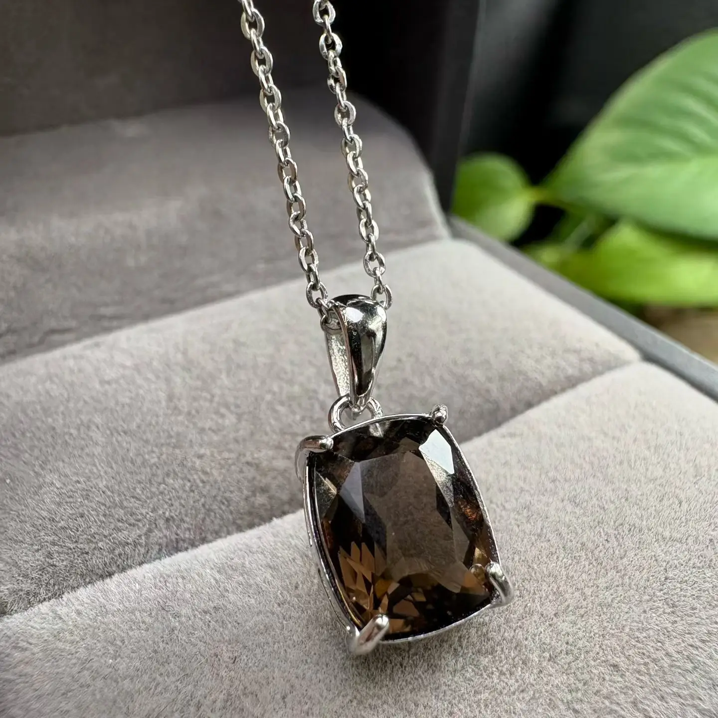 

1 Pc Natural Smoky Quartz Pendant 8x10MM Rectangle 925 Sterling Silver Reiki Healing Stone Jewelry Gift For Women Men