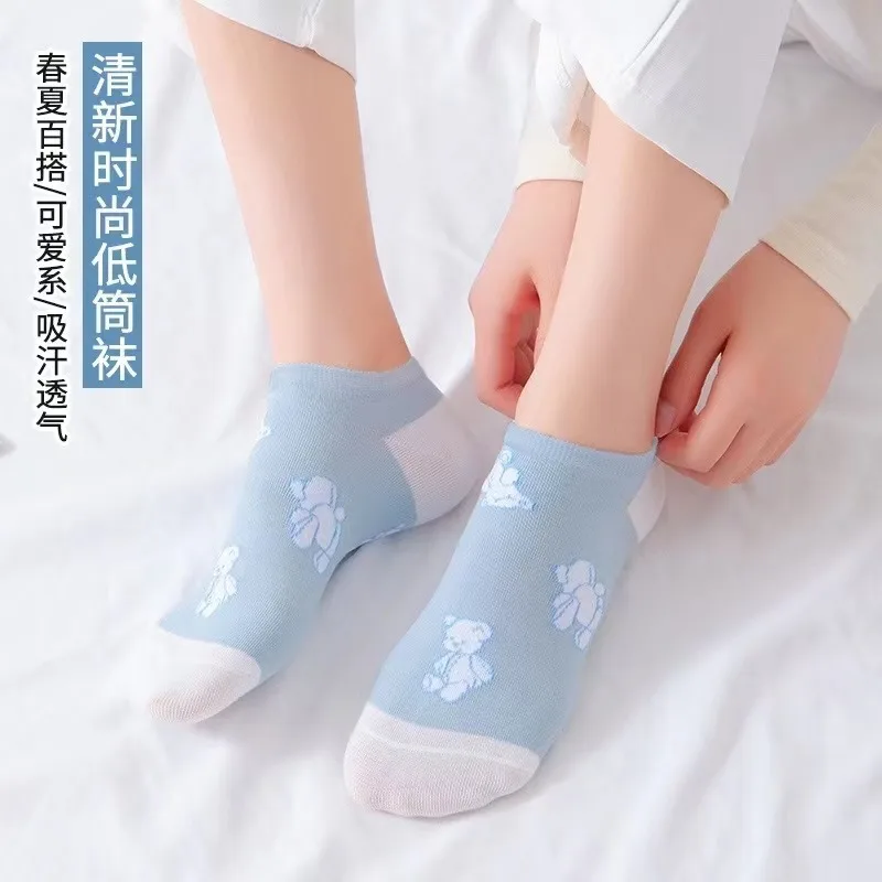 5/10 Pairs Children's Short Socks Thin Cute Cartoon Low Cut Cotton Socks Invisible High Quality Women's Sports Socks Short Socks