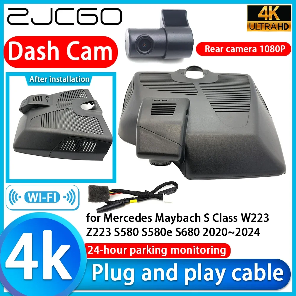 

ZJCGO Video Recorder 4K UHD Plug and Play DVR Dash Cam for Mercedes Maybach S Class W223 Z223 S580 S580e S680 2020~2024