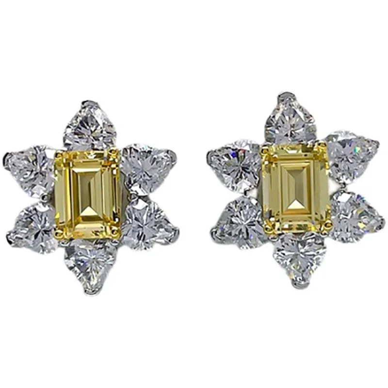 أقراط ألماس على شكل نجمة مدببة S925 أقراط من الفضة النقية، مزاج عصري، تصميم حلو ومبتكر للنساء