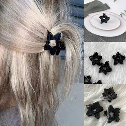 Y2K Black Star Clamping Clip Fashion Sweet Black Hollow Star Flower Spicy Girl Punk Shark Hair Claw Hair Pins Barrettes