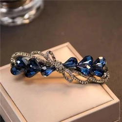 New Korean Champagne Crystal Bowknot Spring Hairpin Boutique Zircon Half Tie Hairpin Elegant Mother Fashion Hair Accessories