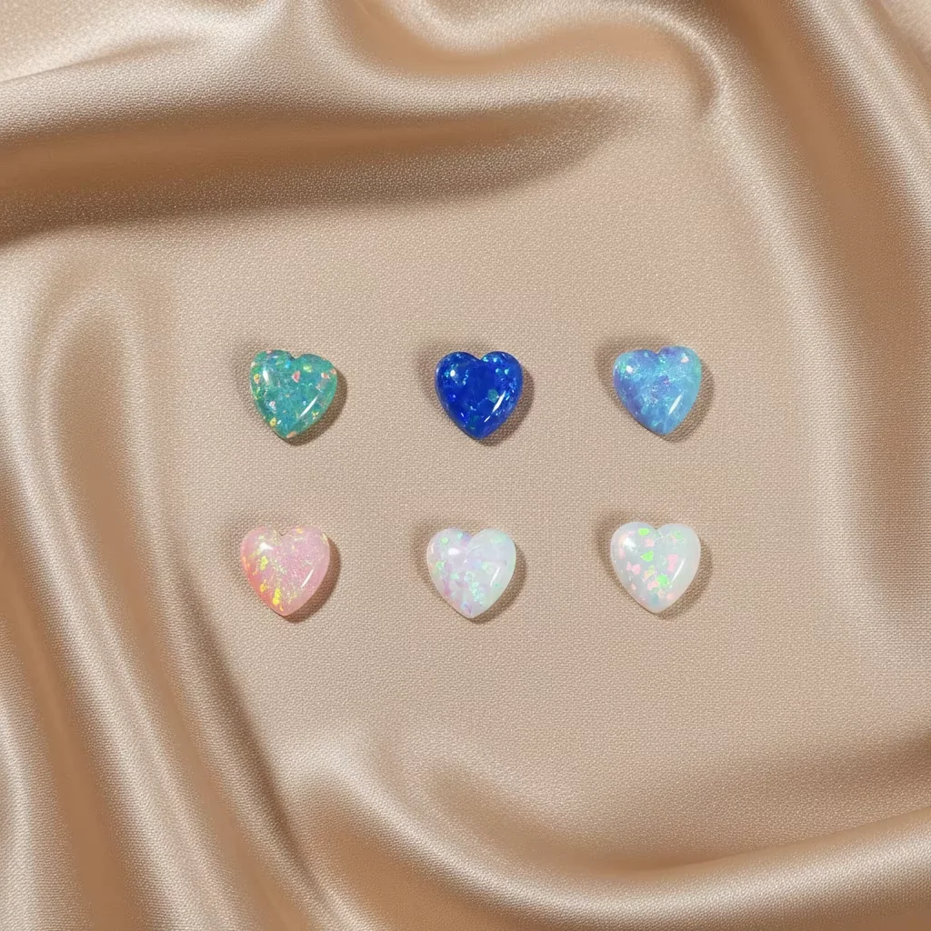 

1 Bag Heart Shaped Cabochon Gemstone For Jewelry Making Lab Grown Fire Opal Beads Heart Cut 3mm--10mm