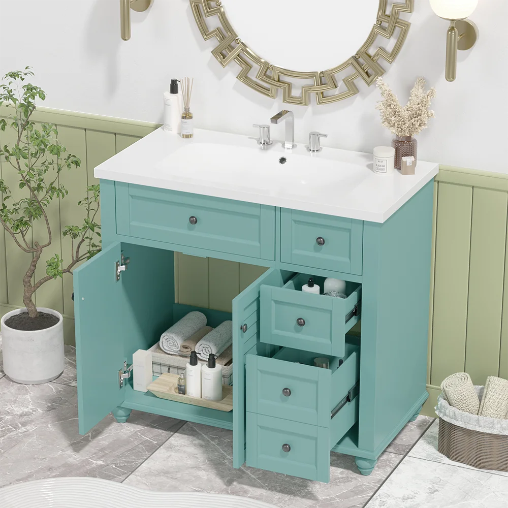 36'' Bathroom Vanity with Undermount Sink,Free Standing Vanity Set with 2 Drawers& Soft Closing Doors,Solid Wood Frame Bathroom