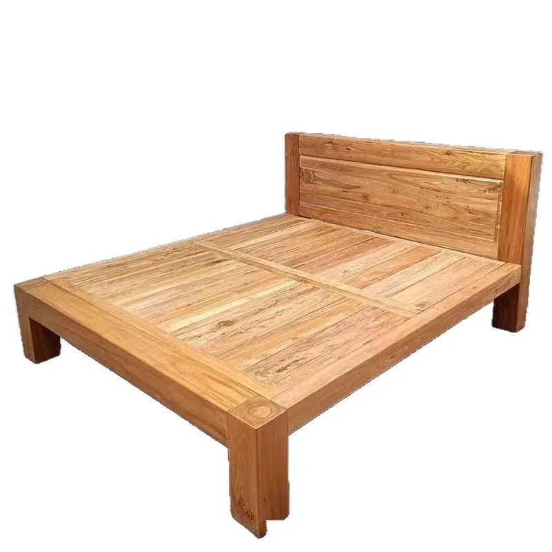 Old elm solid wood Modern simple bed Homestay Internet celebrity rental room Dormitory Falcon riveting tatami hard board
