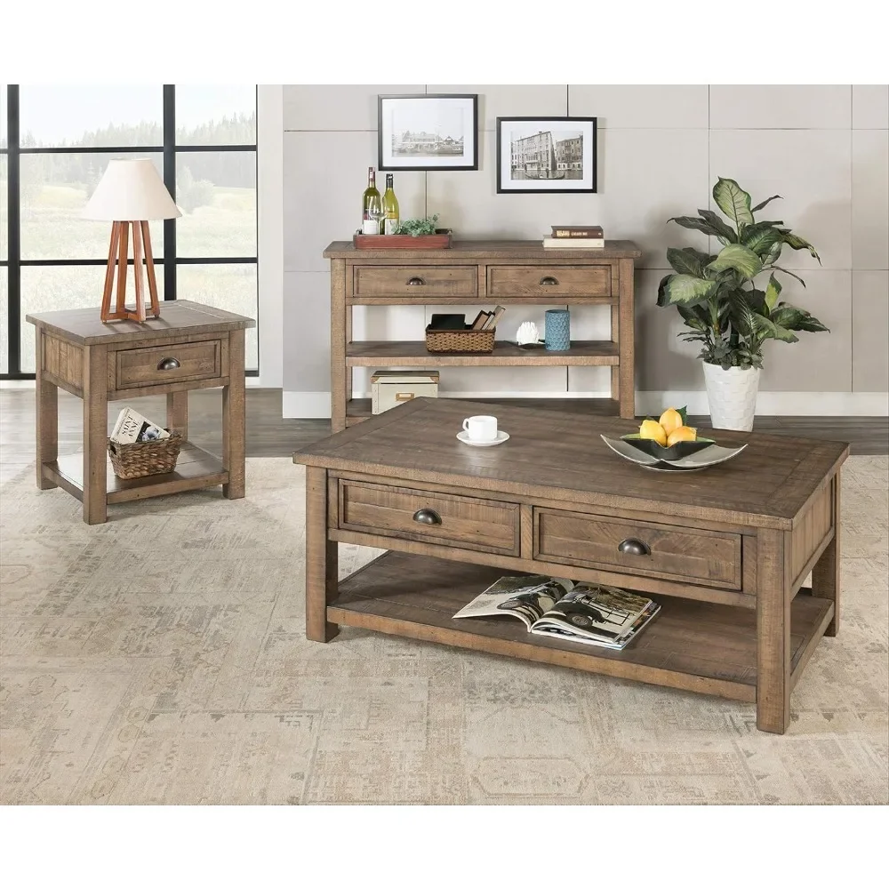

Monterey Solid Wood End Table Reclaimed Natural，24"D x 24"W x 24"H，Living room, household