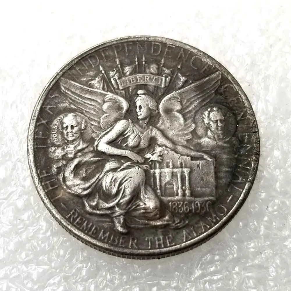 Moeda de Bolso Comemorativa com Bolsa de Presente, US Texas Half-Dollar, Fun Couple Art Coin, Implantação de boate, Boa Sorte, 1934, Luxo