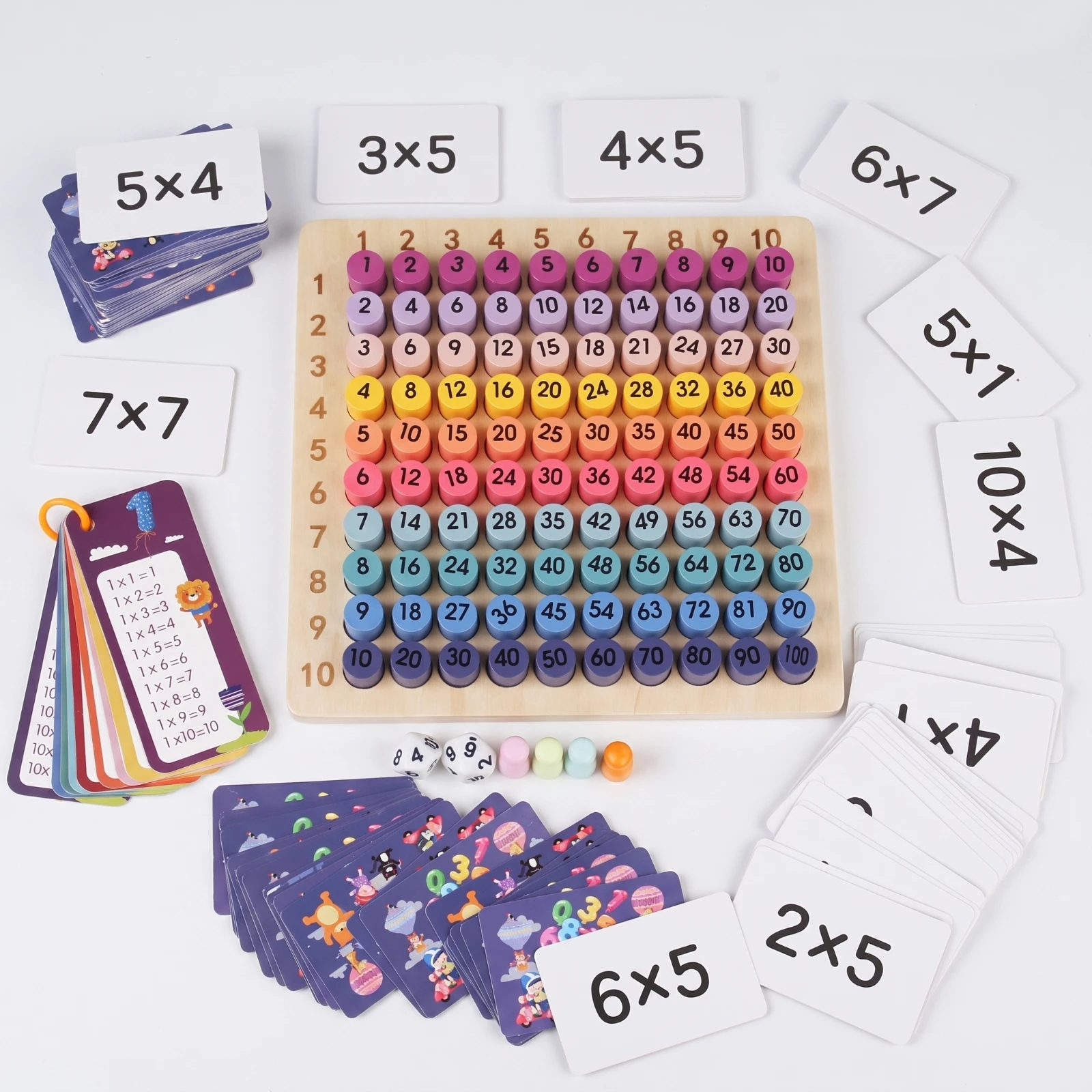 Multiplication Board Wooden Multiplication Game Board Math Flash Cards Educational Interactive for Children, Classroom