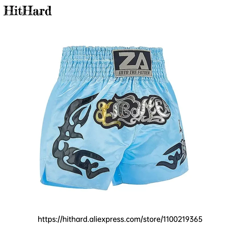 Thai Shorts Pants Blue Muay Thai Shorts Men Women Kids Classic Martial Arts Thaiboxing Kickboxing Cage Fighting Workout Pants