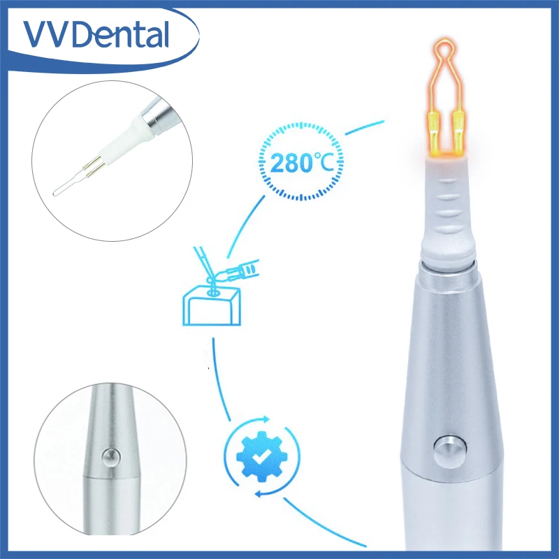 VVDental Wireless Dental Endo Gutta Percha Cutter Tooth Gum Dissolved Breaker Cutta with 8 Heating Tips