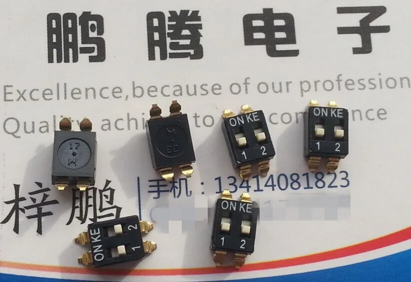 10PCS/lot  Taiwan original KE DSIC02LSGER 2-bit 2P dip switch 2.54mm pitch gold plated pin key