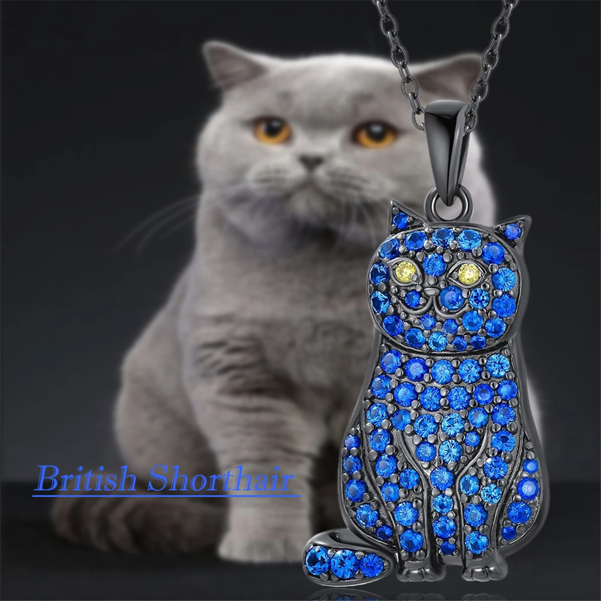 Creative Cute British Shorthair Cat Pendant Necklace for Women Exquisite Pet Kitten Jewelry Accessories Cat Lovers Holiday Gifts