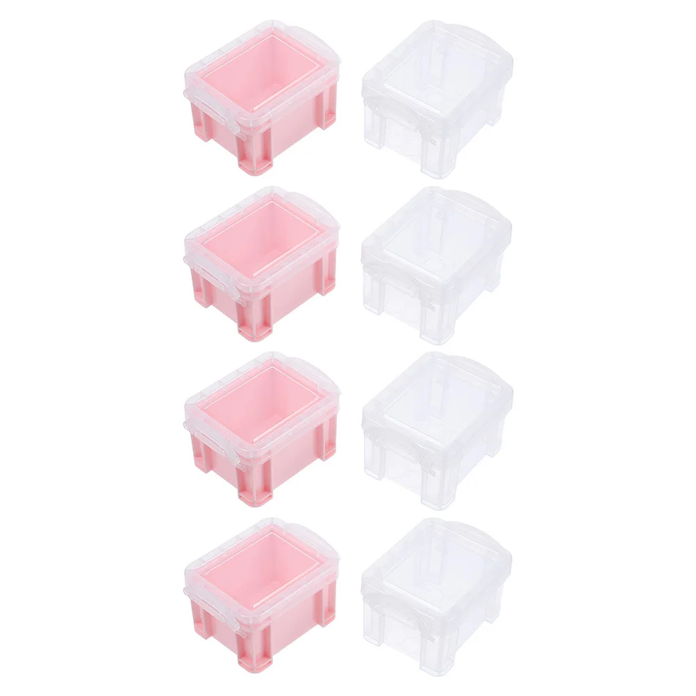 

8pcs Small Storage Box Transparent Plastic Containers For Jewelry Beads Organizer Earring Holder Stackable Boxes Home Desktop