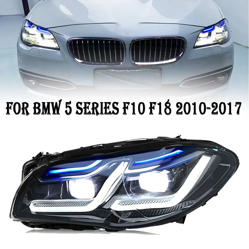 

Пара автомобильных светодиодных фар для BMW F10 F18 520i 525i 530i 2011-2017 светодиодный проектор DRL указатель поворота фары автомобильные аксессуары