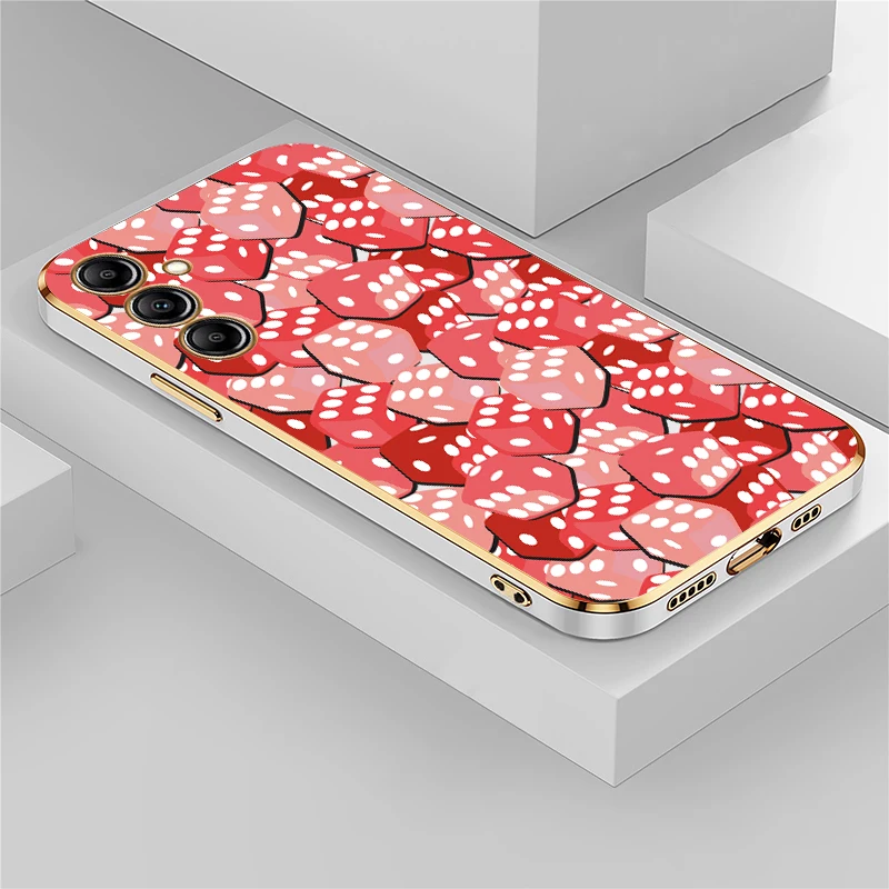 Luxury Plating Phone Case For Samsung Galaxy A13 5G A73 A23 A33 A53 A52 A52S A72 A12 A22 A32 A42 Silicone Dice Print Soft Cover
