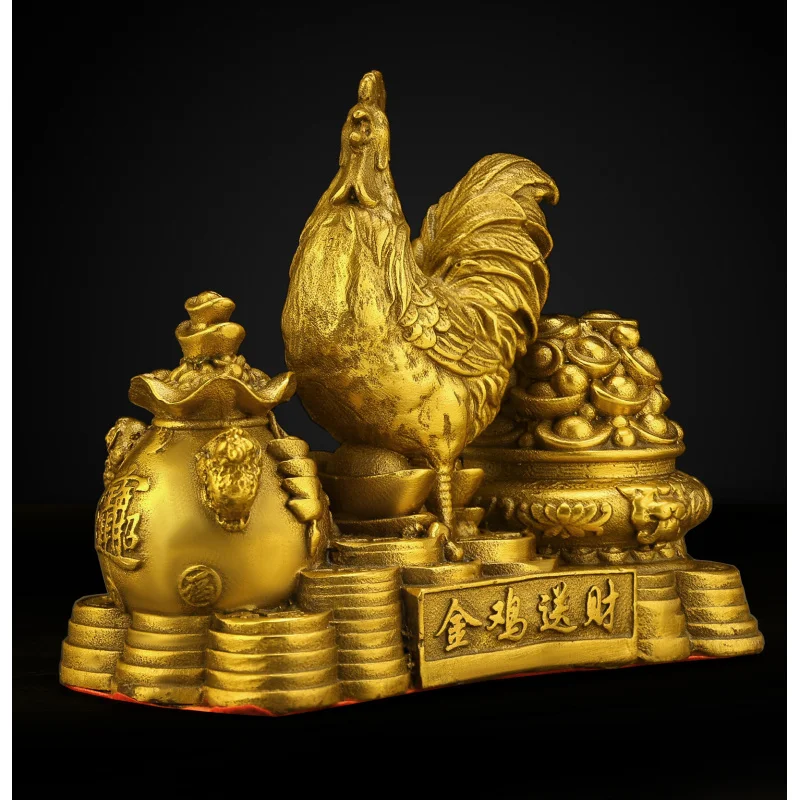 Pure Copper Ornament Zodiac Lucky Charm Singing Rooster Good News Living Room Home Decoration Craft