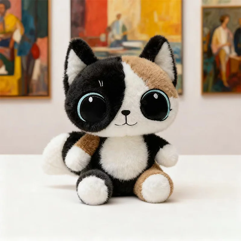 23CM 귀여운 실물 같은 링롱 고양이 인형 귀여운 만화 큰 눈 인형 부드러운 동반자 수면 포옹 베개 아이 아기 생일 선물