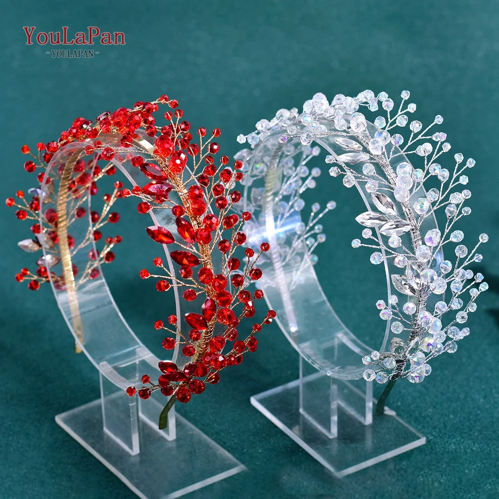 

YouLaPan Wedding Crystal Crown Rhinestone Hair Hoop Bride Hairbands Bridal Tiara Banquet Headband Vintage Hair Accessories HP911