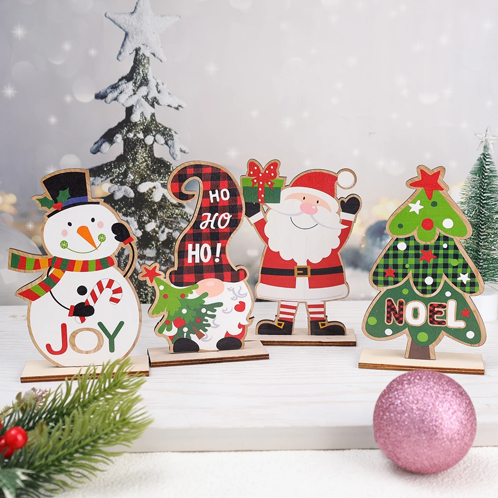 Pequena árvore de Natal para crianças, decoração desktop, brinquedos dos desenhos animados, Papai Noel, boneco de neve, artesanal, presentes DIY