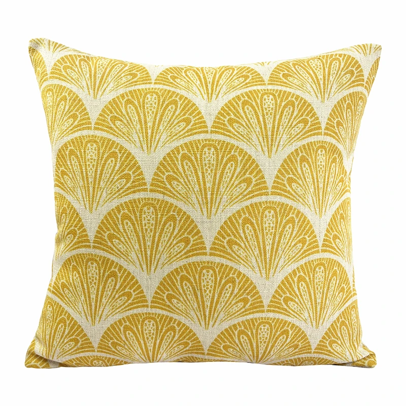 

Fashion Modern Print 100% Polyester Linen-like Woven Sofa Throw Cushion Lemon Yellow Decorative Pillow Case 18x18" Sell by piece