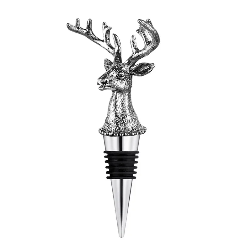 3D decorative wine stopper with deer head, zinc alloy stopper, deer head, vacuum seal, home bars  barware