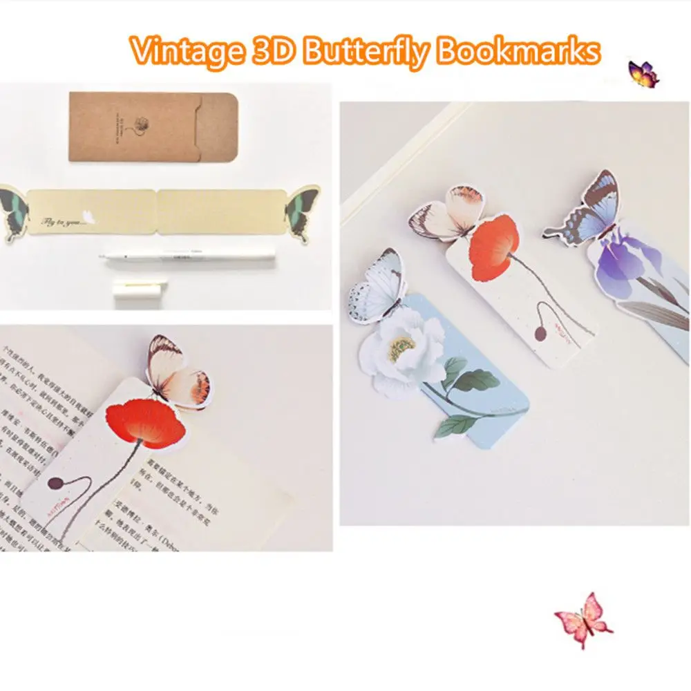 Fashion Student Cute Paper Bookmark Bookmark 3D Butterfly Bookmarks Stationery