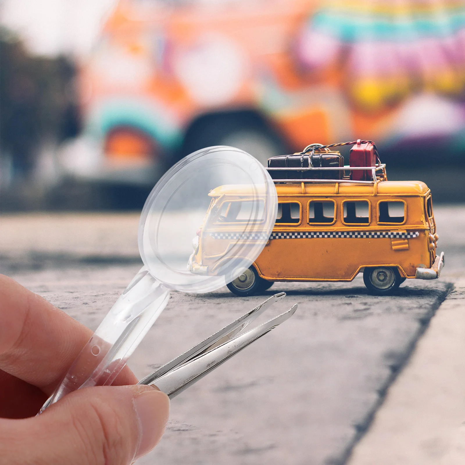 

2Pcs Handheld Magnifying Glass Multifunction Tweezers Magnifier 5x Optical Lens Repair Tool Lightweight Portable Outdoor Use